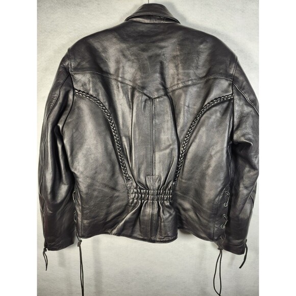 INTERSTATE LEATHER Womens LARGE Lined Biker Motorcycle Jacket Heavy Moto - Picture 7 of 15